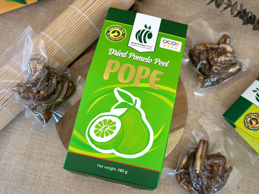 Vỏ bưởi sấy dẻo POPE – OCOP 4 sao, sấy lạnh