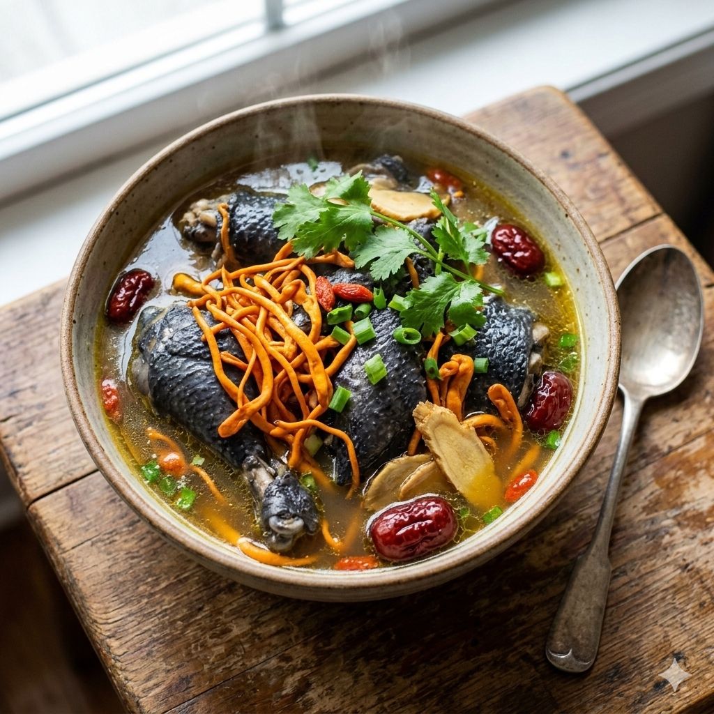 Gà hầm đông trùng hạ thảo tươi là gì?