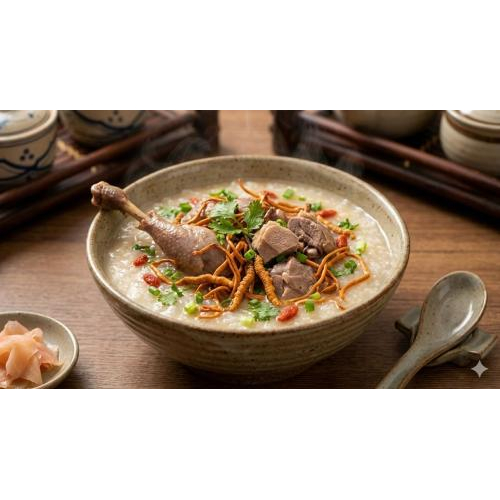 1. Cháo bồ câu hầm đông trùng hạ thảo