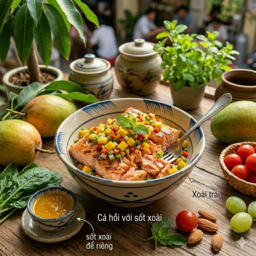 Cá hồi sốt xoài bao nhiêu calo?