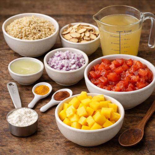 Quinoa với cà chua, xoài và hạnh nhân là gì?