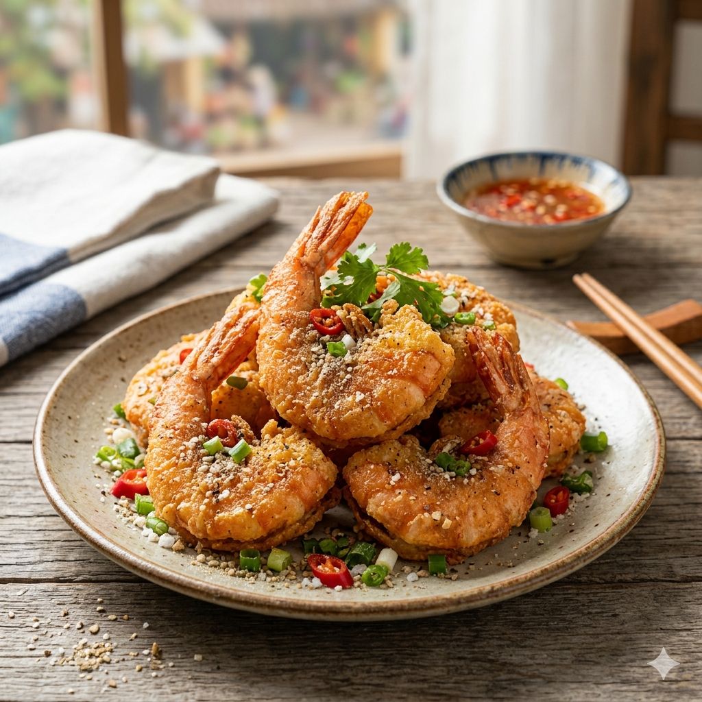1. Tôm chiên muối tiêu trắng