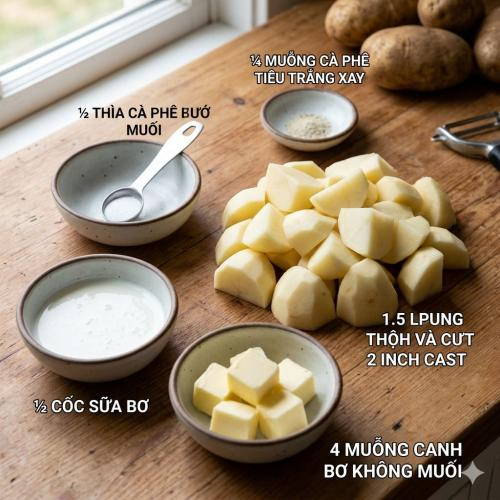 1. Nguyên liệu khoai tây nghiền sữa bơ