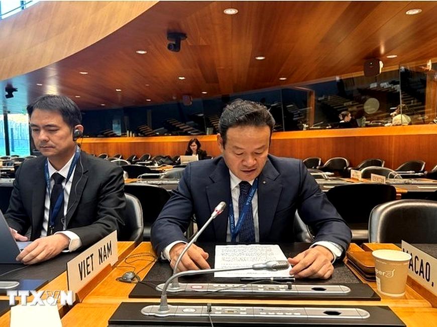 Đại sứ Mai Phan Dũng phát biểu tại phiên rà soát chính sách thương mại của Anh tại WTO.