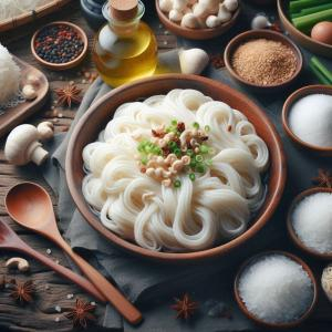 Mì gạo và nấm đông cô