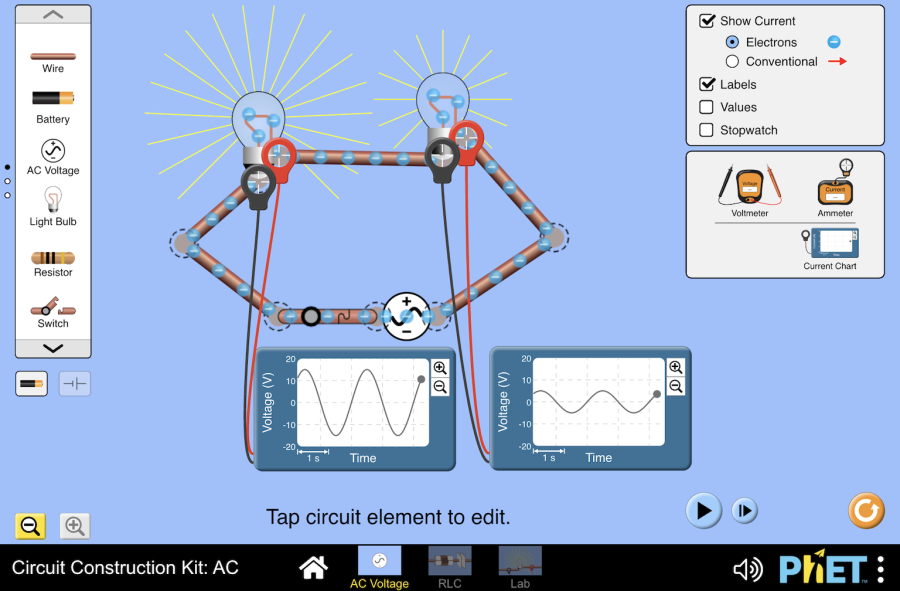 (Mô phỏng) Vật lý: Circuit Construction Kit: AC (Bộ xây dựng mạch: AC)