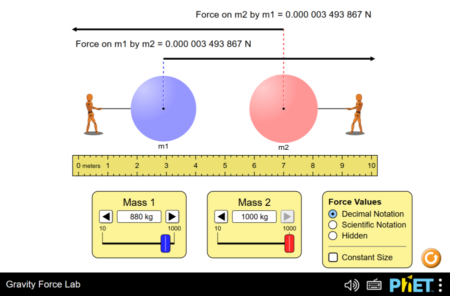 (Mô phỏng) Vật lý: Gravity Force Lab (Phòng thí nghiệm lực hấp dẫn)