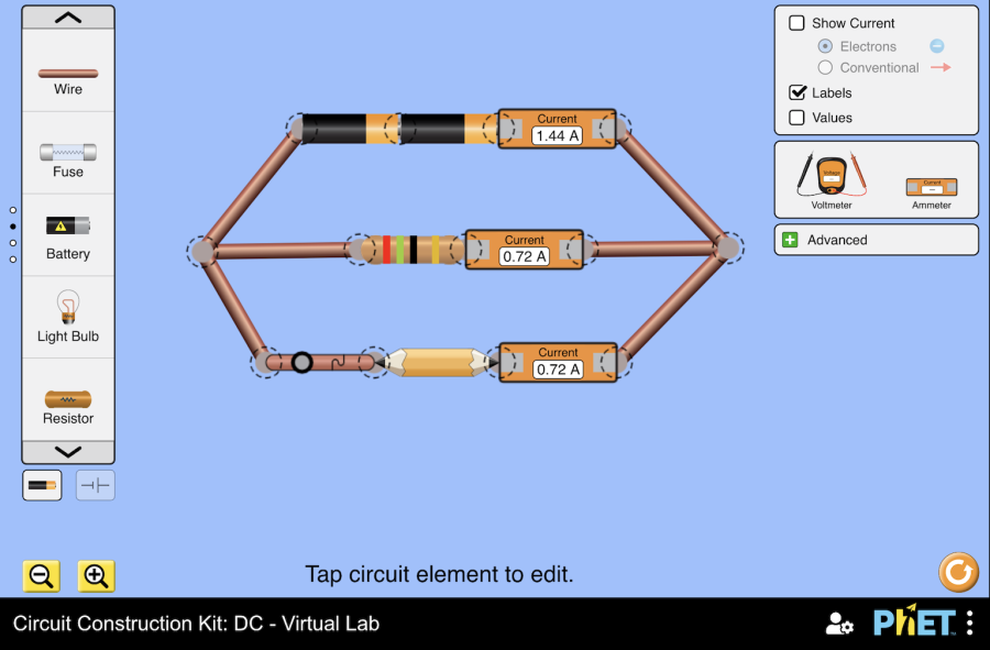 (Mô phỏng) Vật lý: Circuit Construction Kit: DC - Virtual Lab (Bộ công cụ xây dựng mạch: DC - Phòng thí nghiệm ảo)