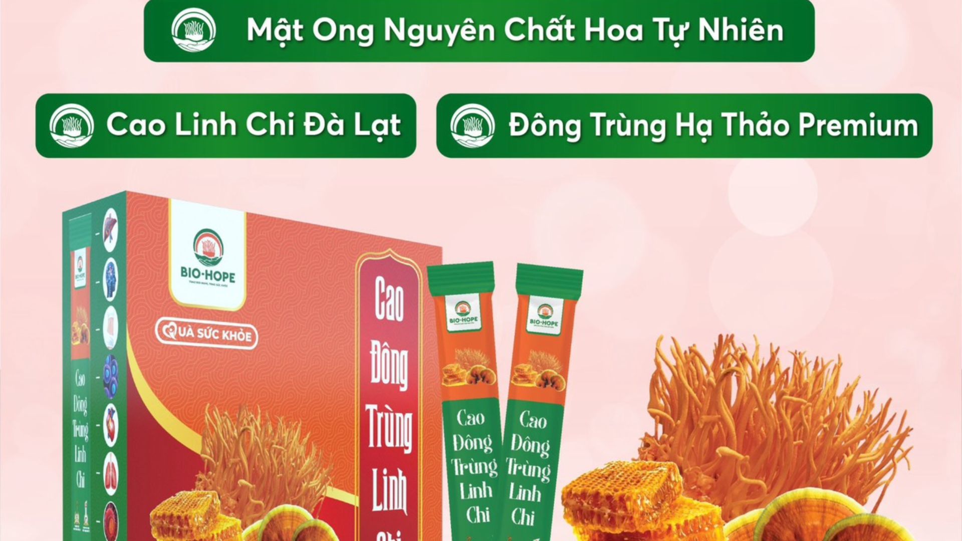 Sức mạnh từ 3 tinh chất quý: Đông Trùng – Linh Chi – Mật Ong