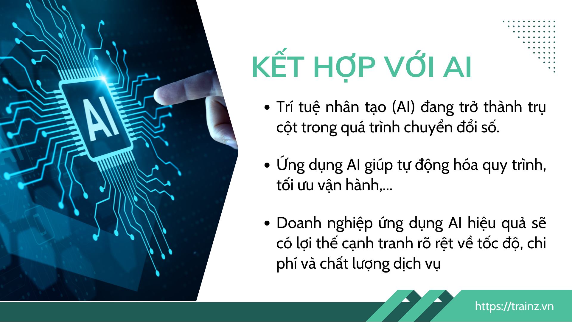 1. Chuyển đổi số kết hợp ứng dụng trí tuệ nhân tạo (AI)