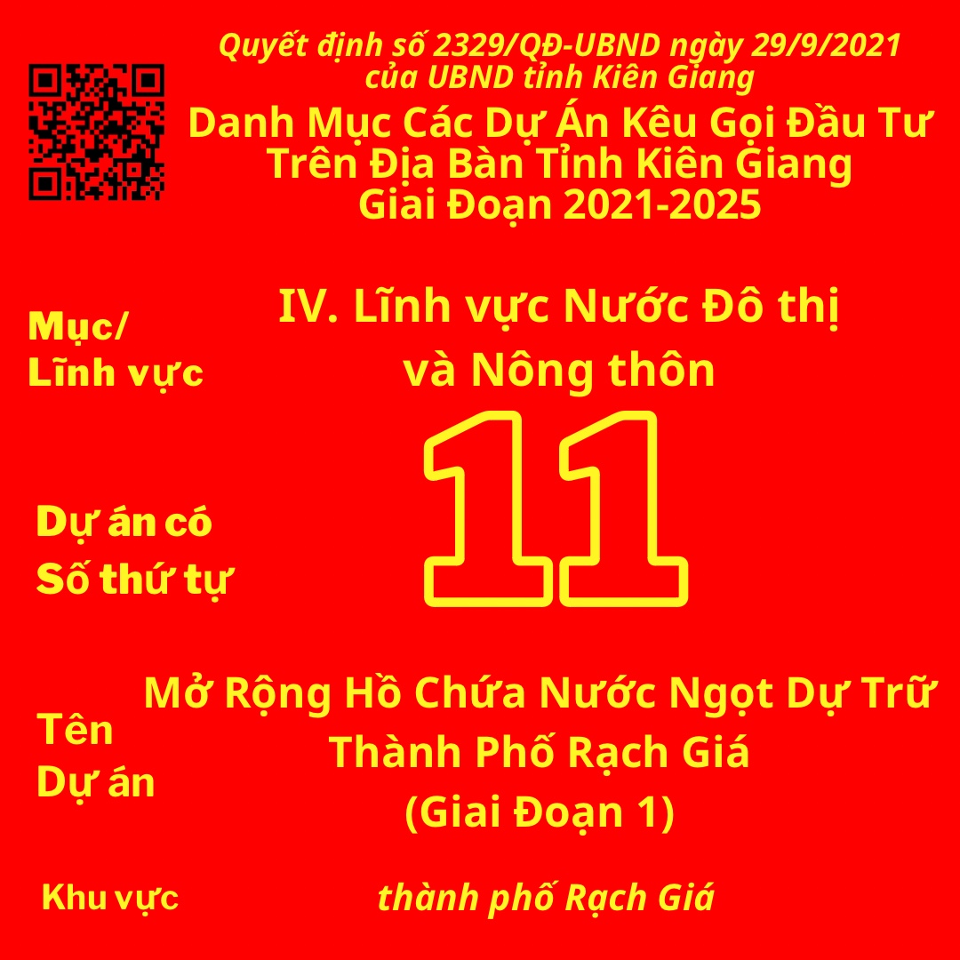 Ec6eBb5h7fA4A83 A77cD584Ah8b00B Dự Án Có Số TT 11: Mở Rộng Hồ Chứa Nước Ngọt Dự Trữ Thành Phố Rạch Giá (Giai Đoạn 1)