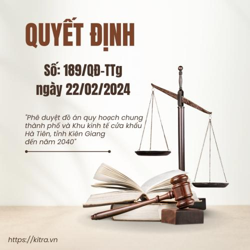 Quyết Định Số 189/QĐ-TTg Năm 2024| Hà Tiên Đồ Án Quy Hoạch Chung Đến 2040