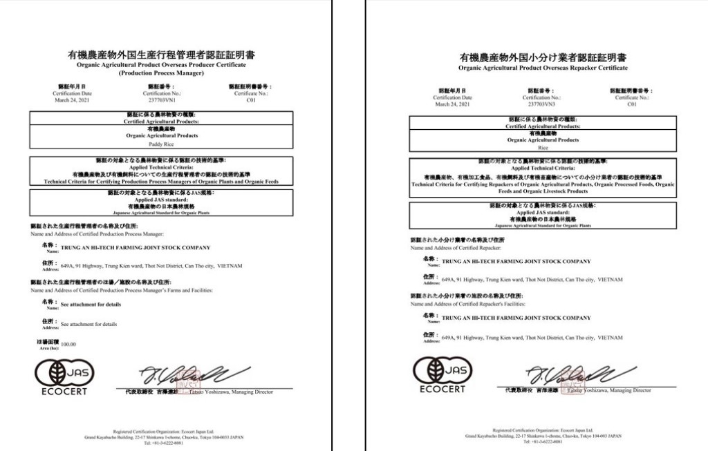 Chứng nhận JAS – tiêu chuẩn hữu cơ Nhật Bản-áp dụng cho dòng gạo hữu cơ